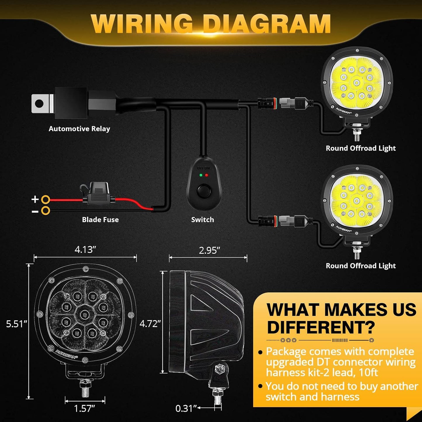 Barra luz LED 4x4 4WD 90W haz puntual montaje pilar A