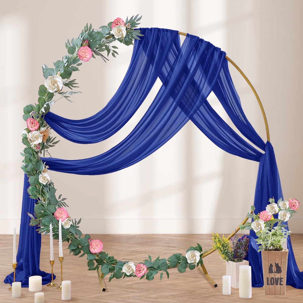 Telón fondo boda 29x20ft tela drapeada azul rey