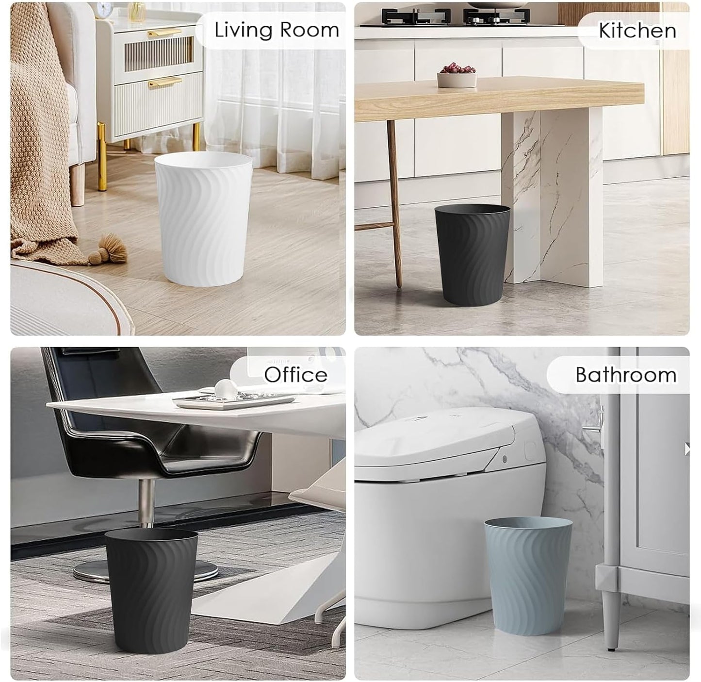 Cubo basura plástico 1.8gal set 6 redondo delgado