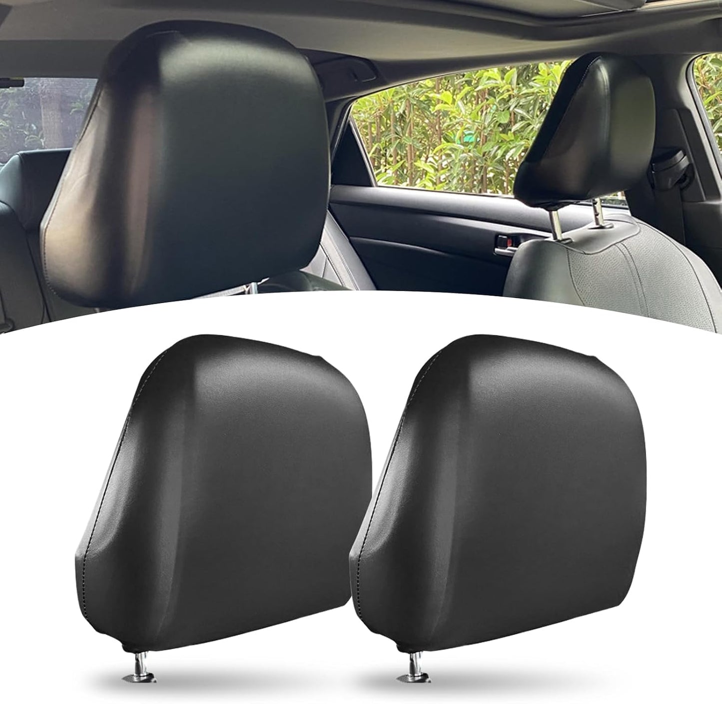 2 Pzas Funda reposacabezas asiento trasero cuero PU elástico