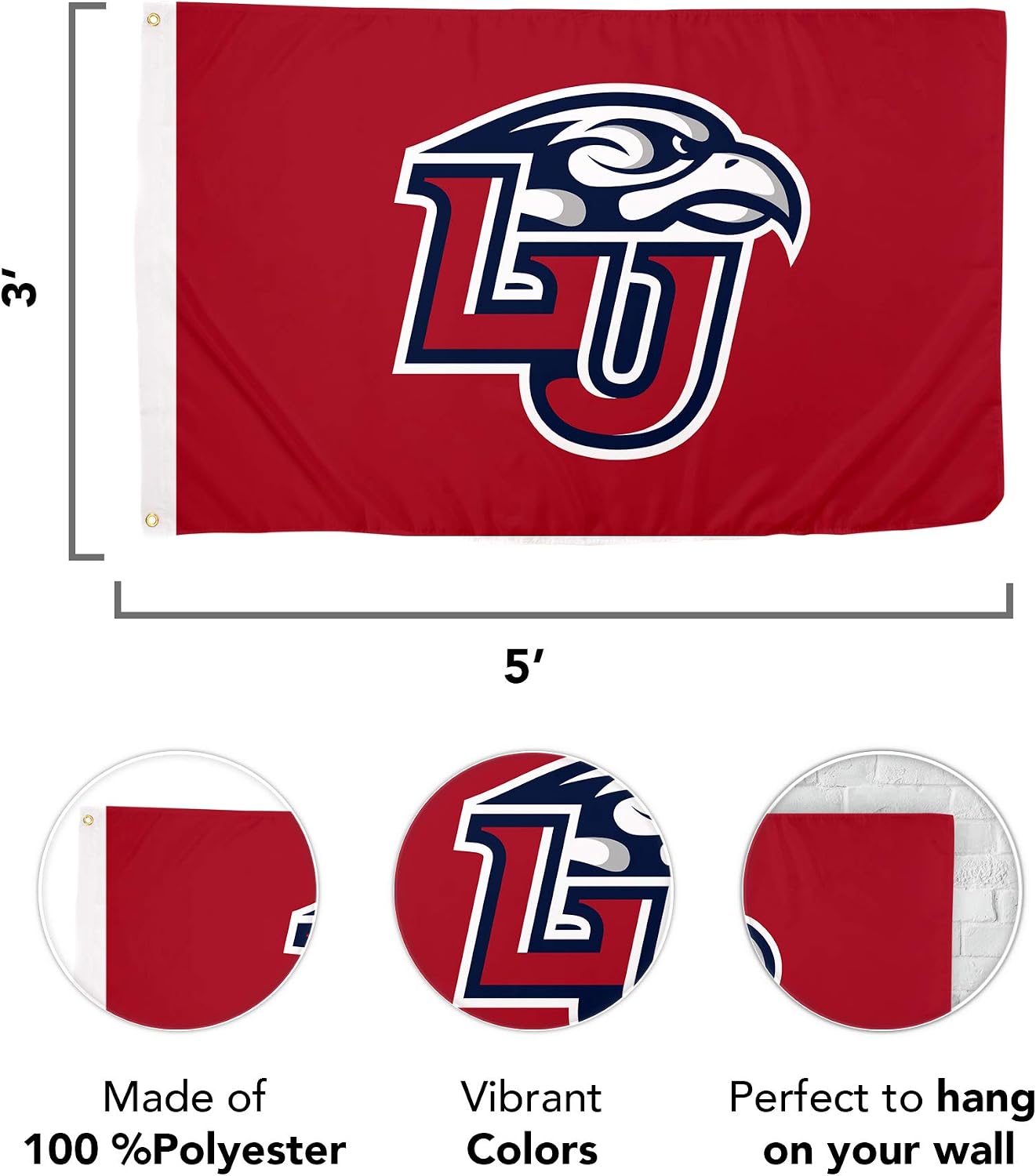 Bandera Liberty University 3x5ft tela poliéster duradera