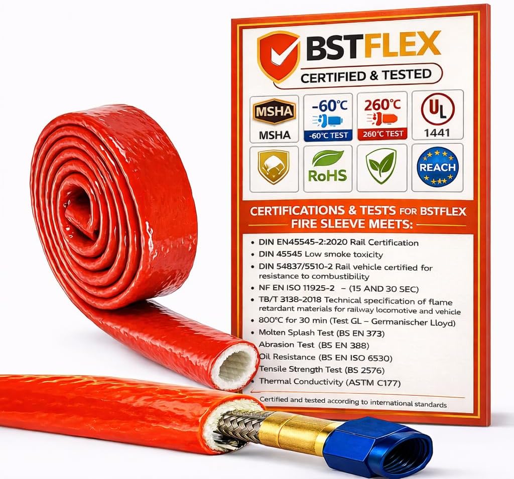 Funda contra fuego 12mm fibra vidrio silicona mangueras 5ft