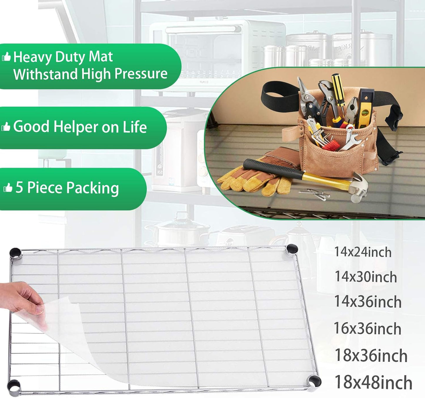 Alfombrillas plástico estantes 14x30" 5 pzas resistente agua