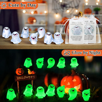 50 Pzas regalos bolsillo Halloween brillan oscuridad mini fantasmas