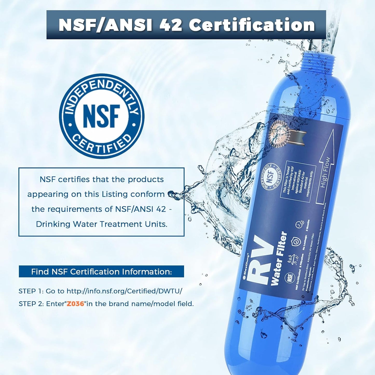 Filtro agua RV pack 2 con manguera flexible NSF