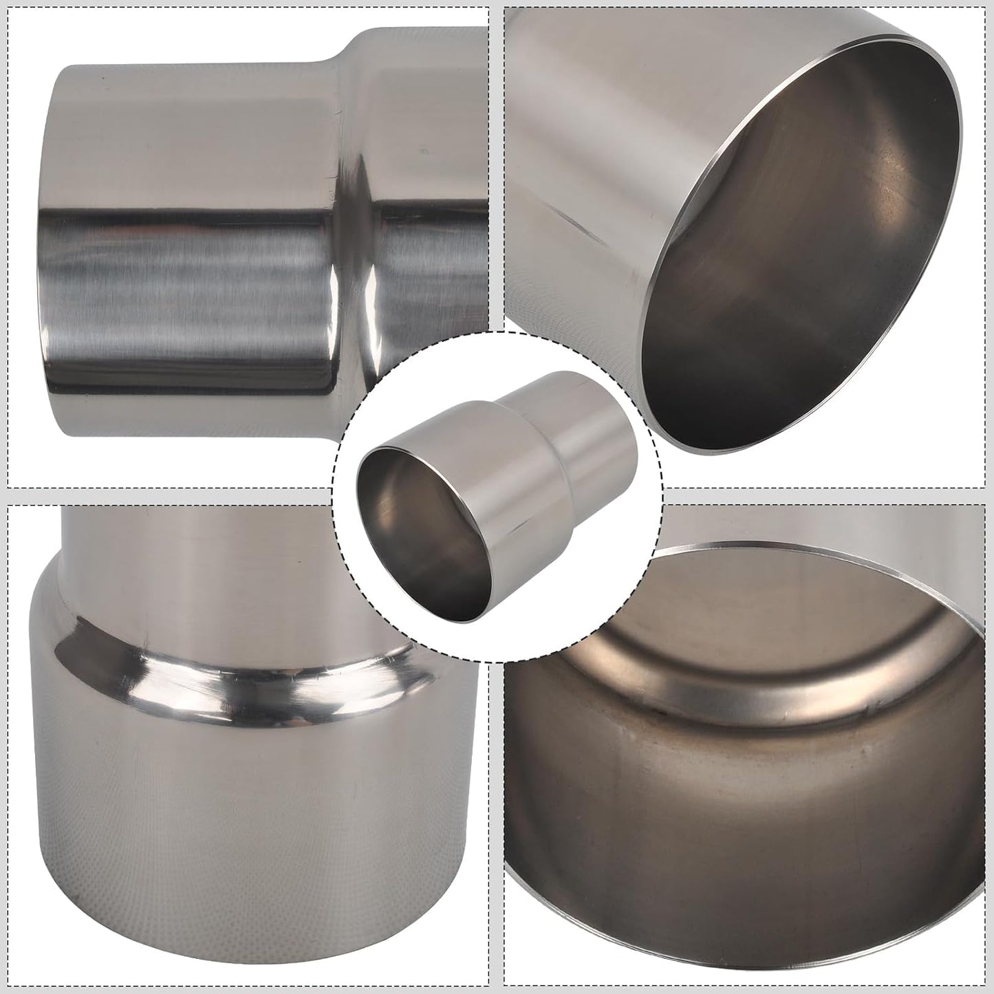 Adaptador tubo escape 2.5 a 3.0" acero inox 304