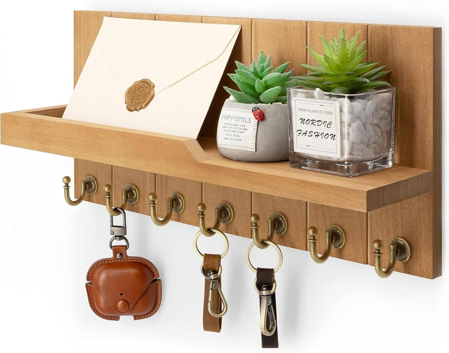 Soporte llaves pared estilo granja con 7 ganchos