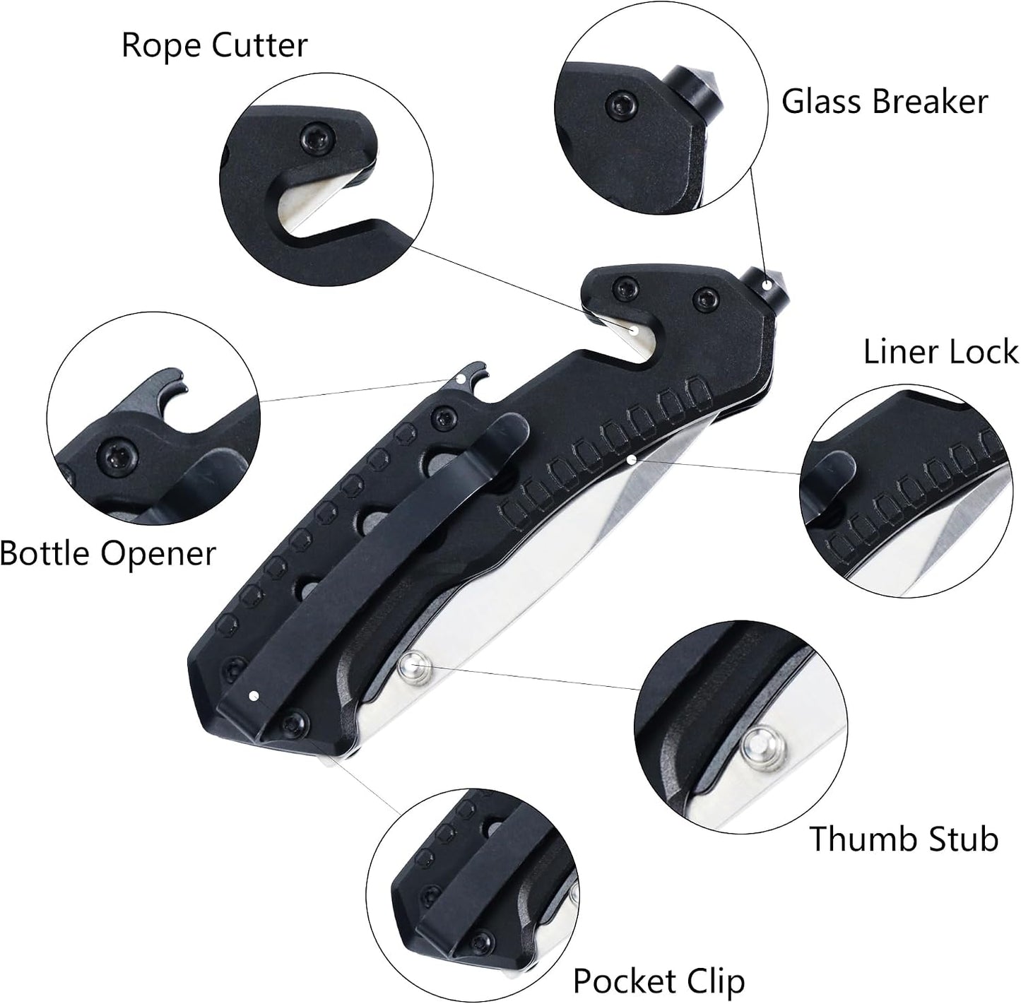Cuchillo plegable multifunción abrebotellas martillo vidrio regalo hombres
