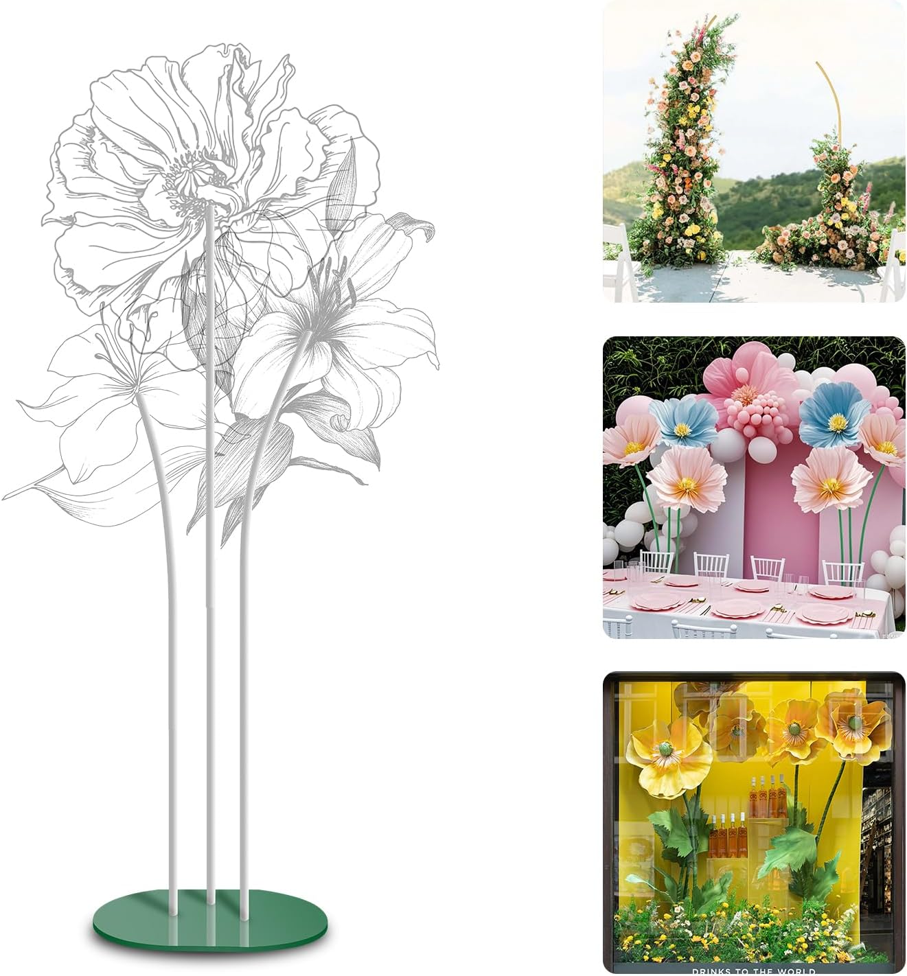 Base hierro 16.5" para flores gigantes arco boda