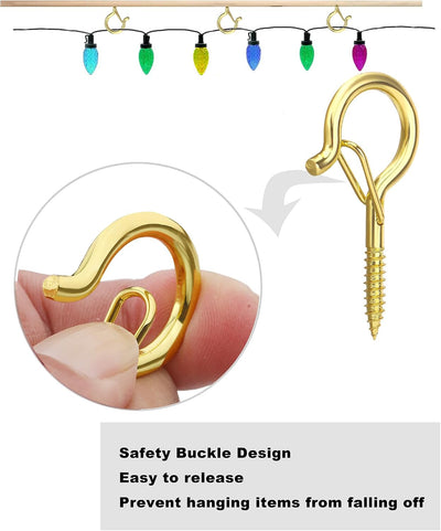 20 Ganchos Techo Cadena Luces 2.2pulg Dorado