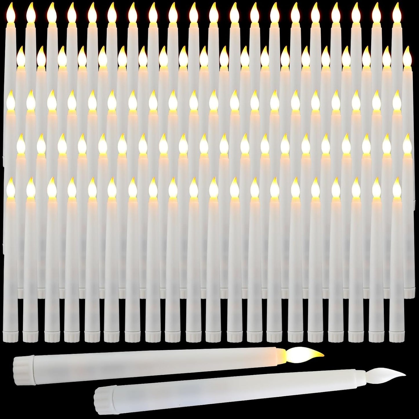 100 Pzas Velas Cónicas LED 8.5pulg Parpadeantes Boda