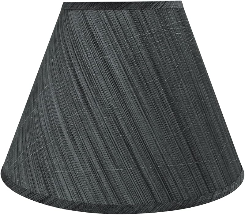 Pantalla lámpara araña forma imperio gris rayas negras 15"