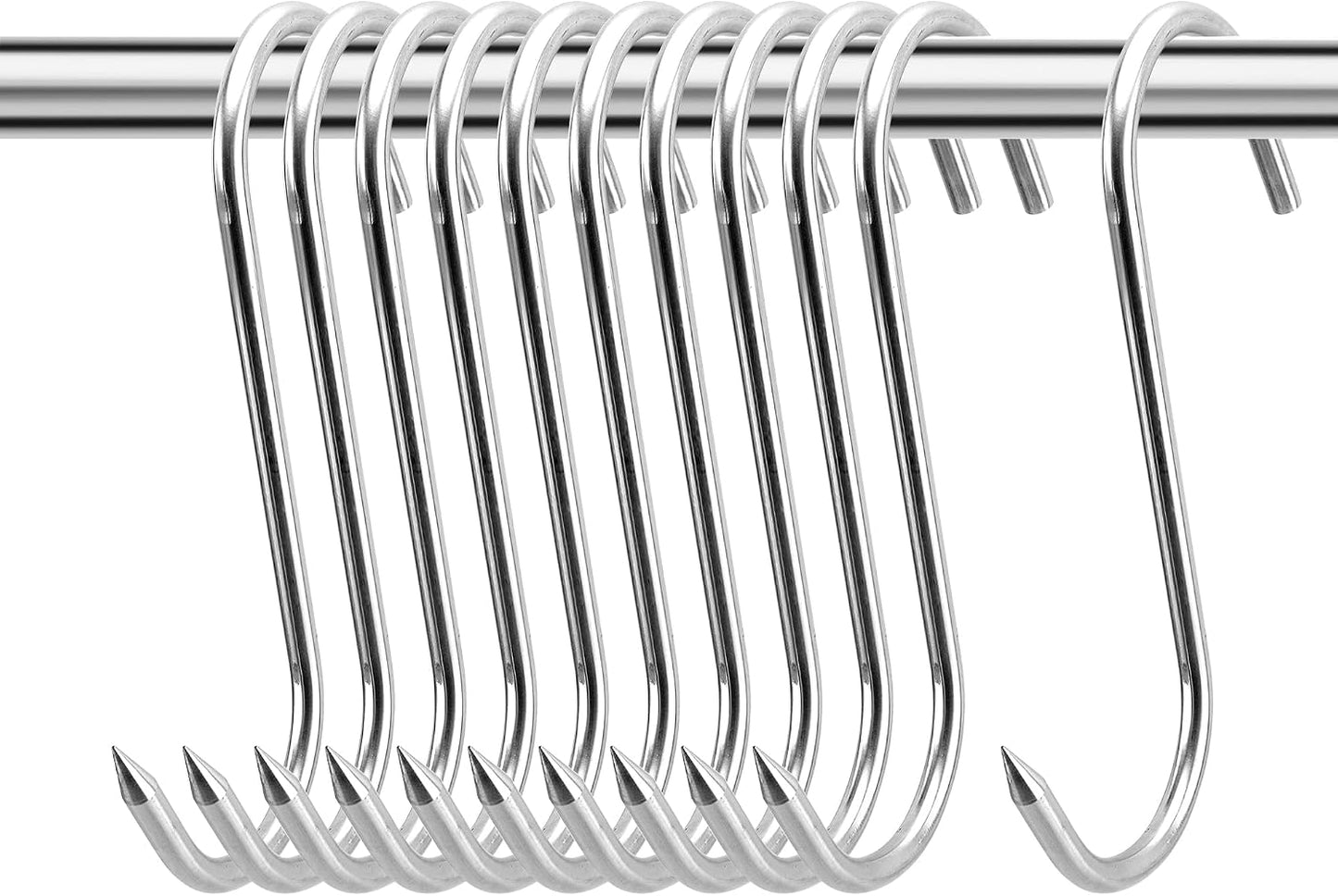 10 Ganchos Acero Inox 8" para Carnicería Asar