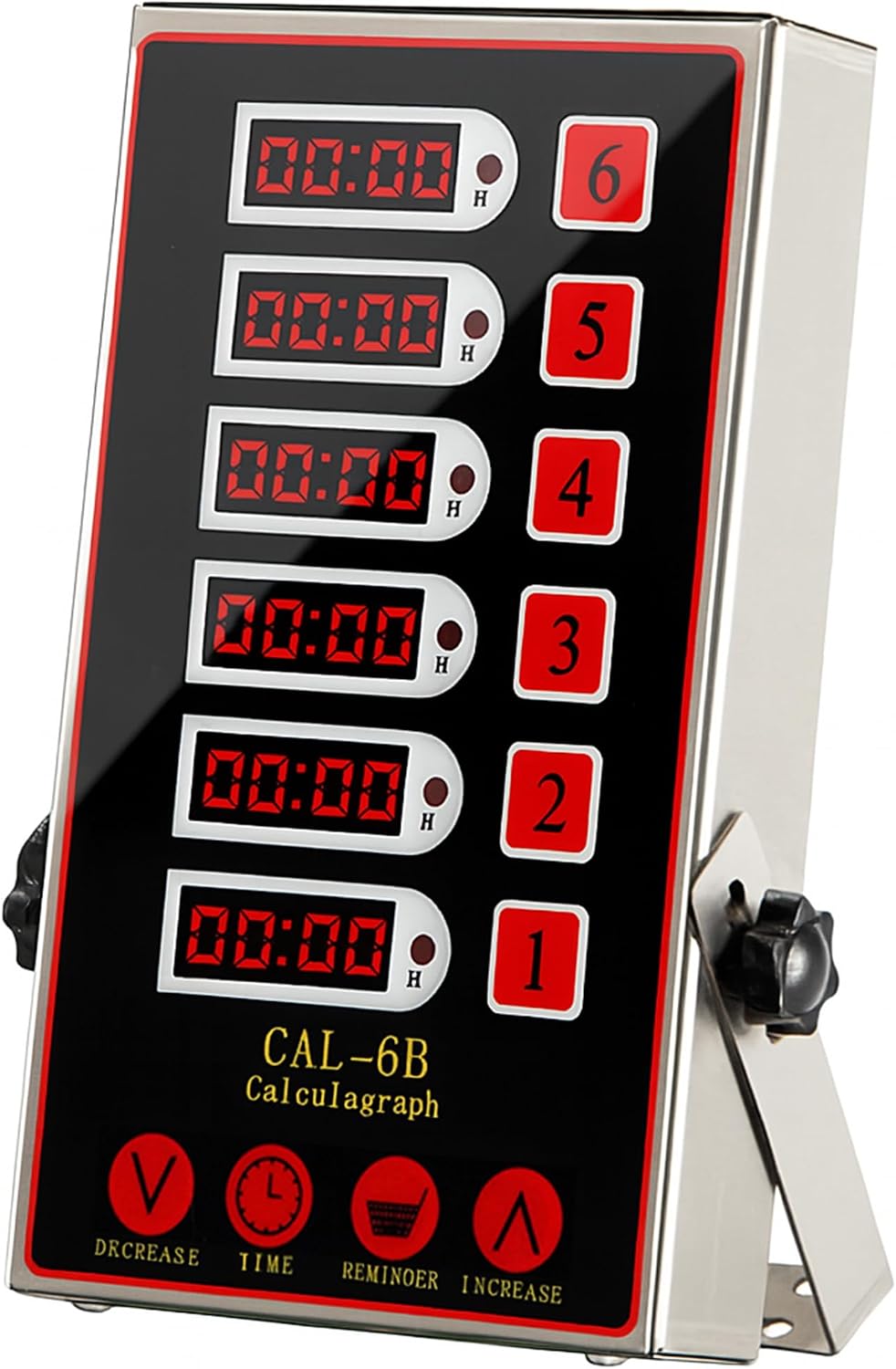 Temporizador cocina 6 canales acero inox alarma fuerte