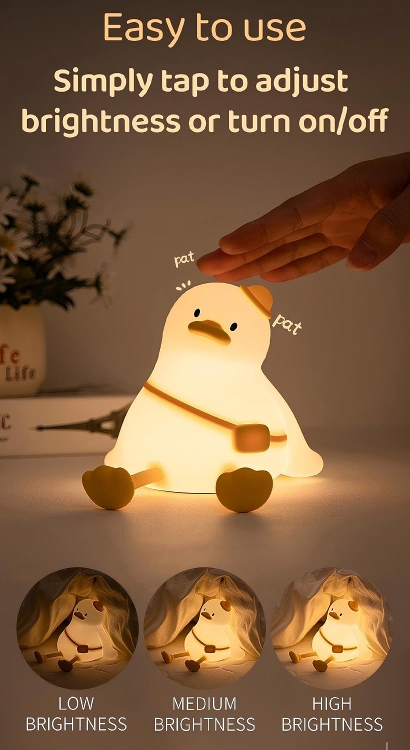 Luz nocturna de pato para bebé recargable tacto kawaii