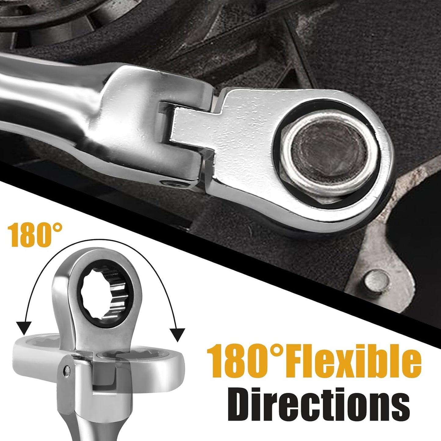 Llave trinquete extra larga cabeza flexible 0.472-0.512pulg