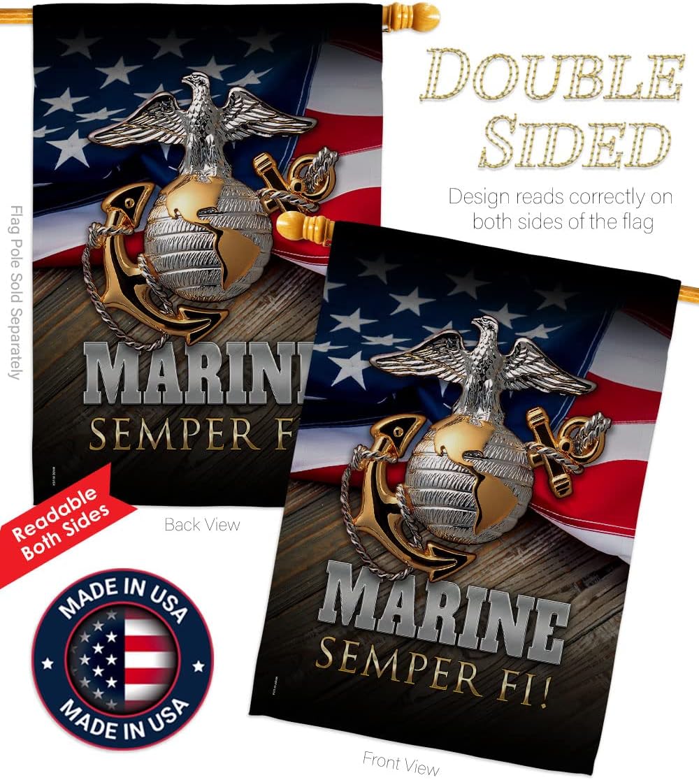 Bandera USMC oficial para veteranos regalo jardín doble cara