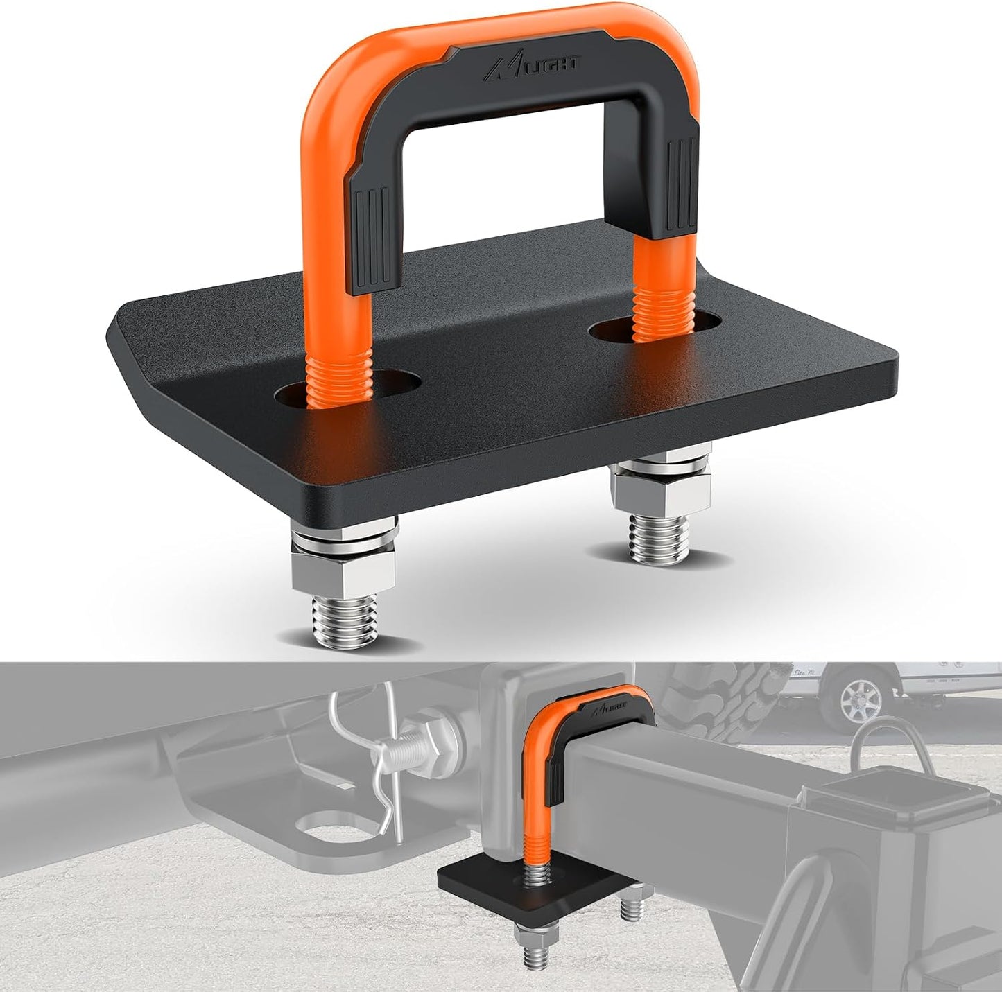 Tensor enganche remolque 5cm acero goma naranja placa negro