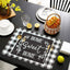 Manteles individuales buffalo plaid 4 pzas negro y blanco lavables