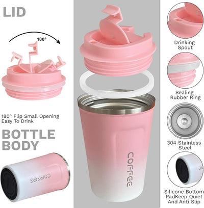Taza térmica acero inox para café con tapa portátil