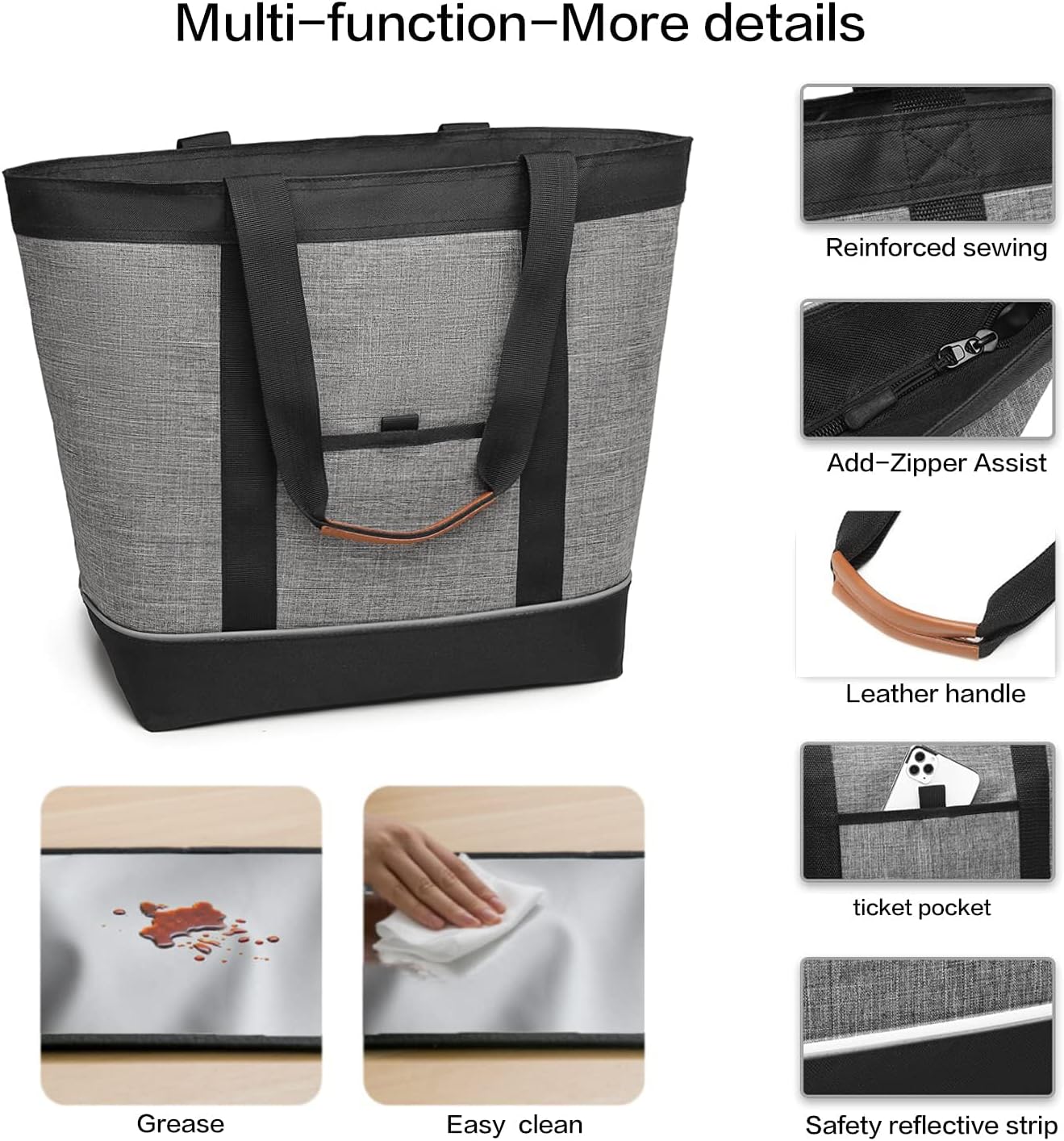 Bolsa termo aislada para mujer reutilizable transportar comida
