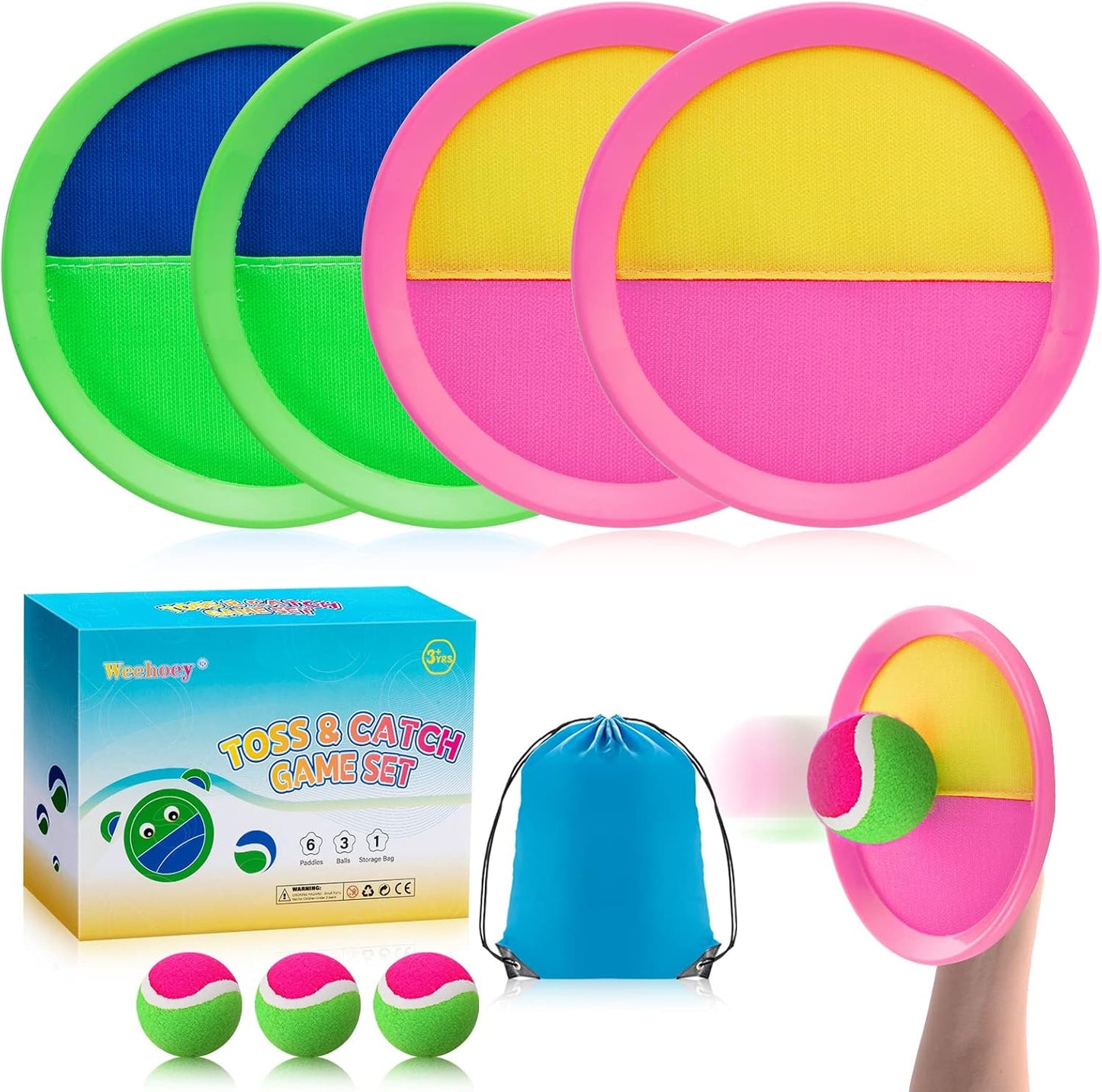 Juguetes playa 4 palas 3 bolas para niños 3-8 años