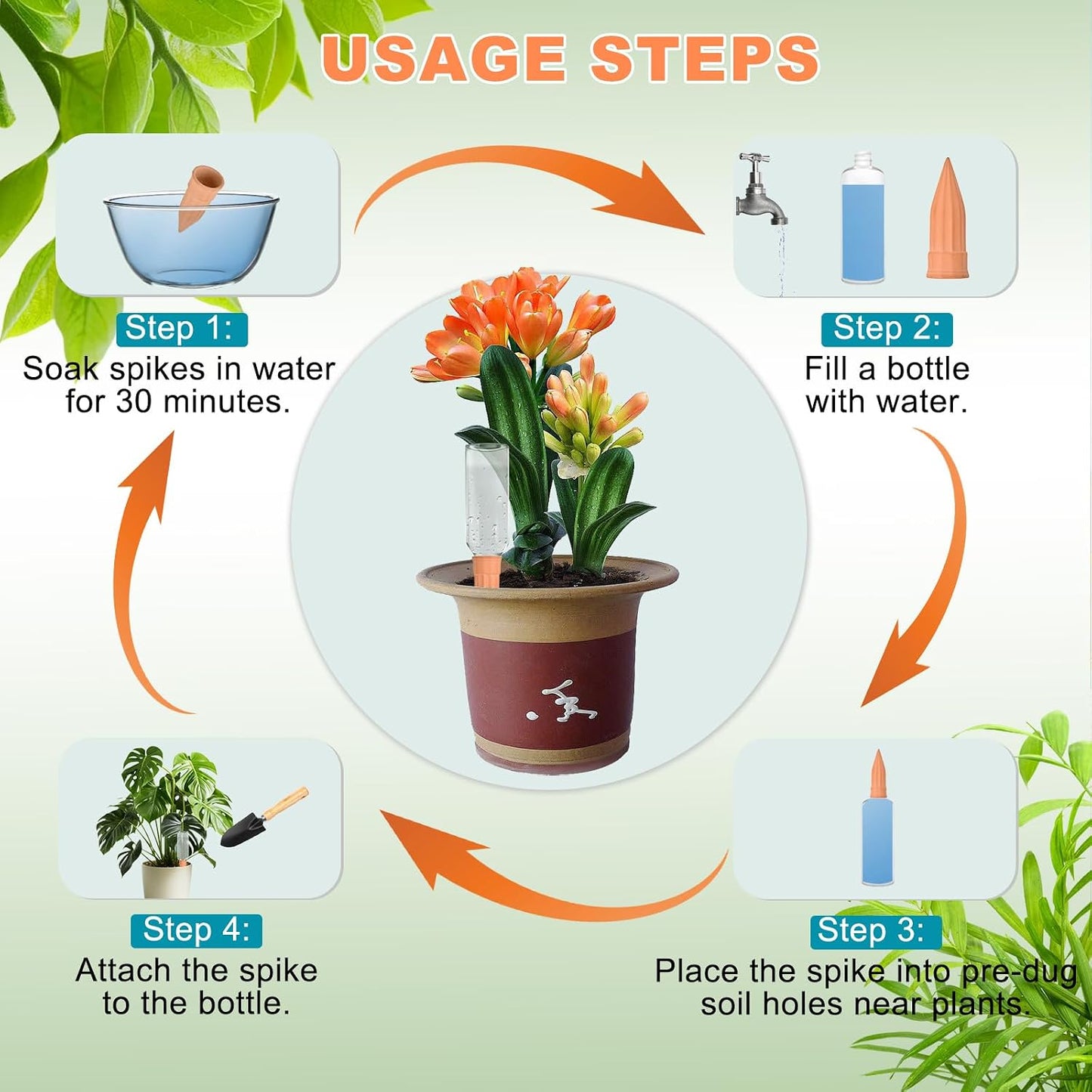 16 Regaderos Terracota Picos Riego Automático para Plantas