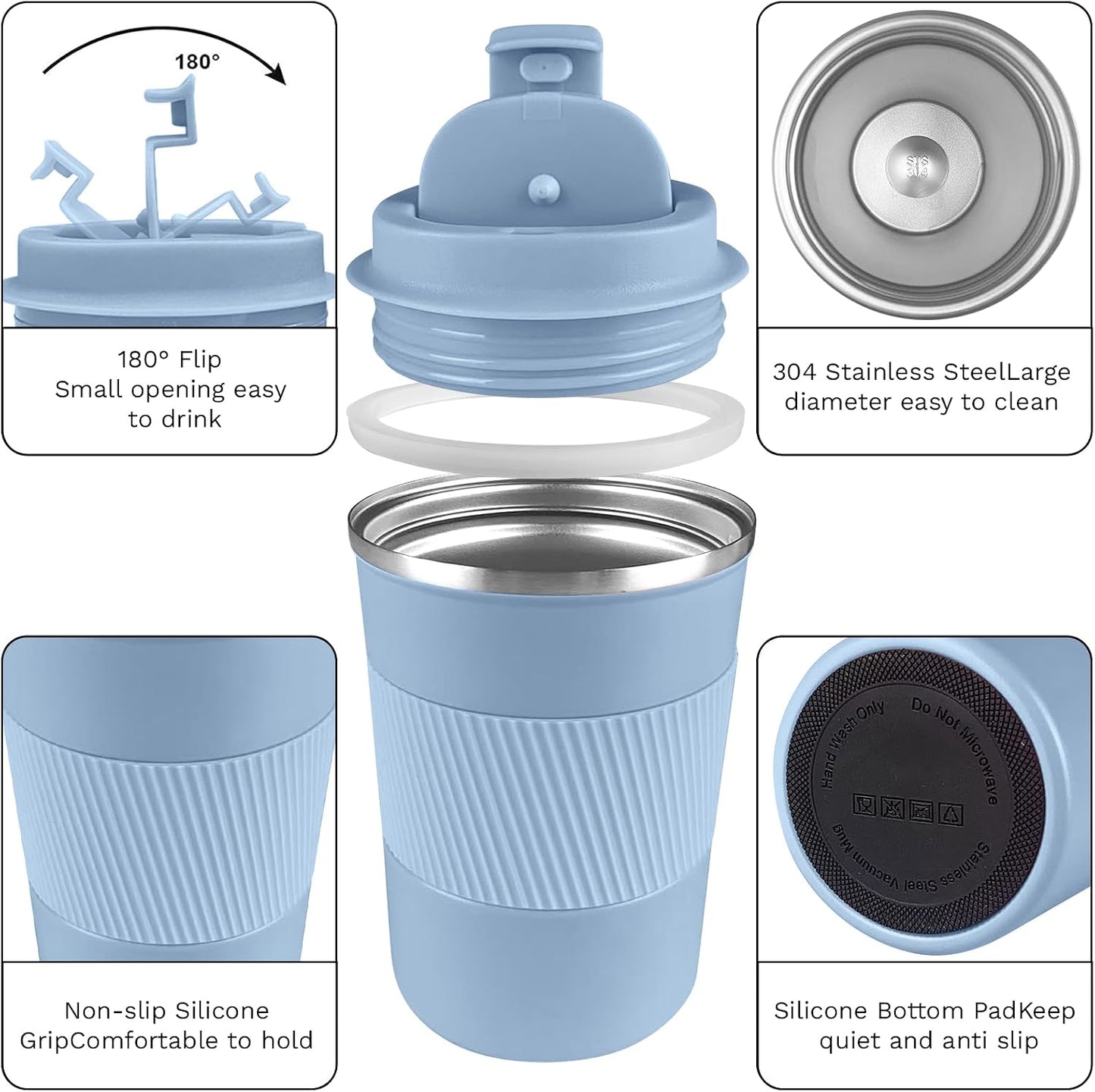 Taza café térmica acero inox a prueba de fugas portátil
