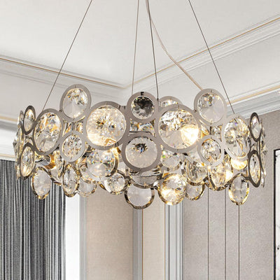 Candelabro cristal redondo acero inox cromado colgante D22
