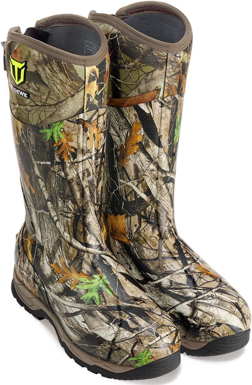 Botas caza goma aislamiento 800g camuflaje hombre