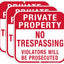 3 Carteles Propiedad Privada 12x12" Aluminio UV Impermeable