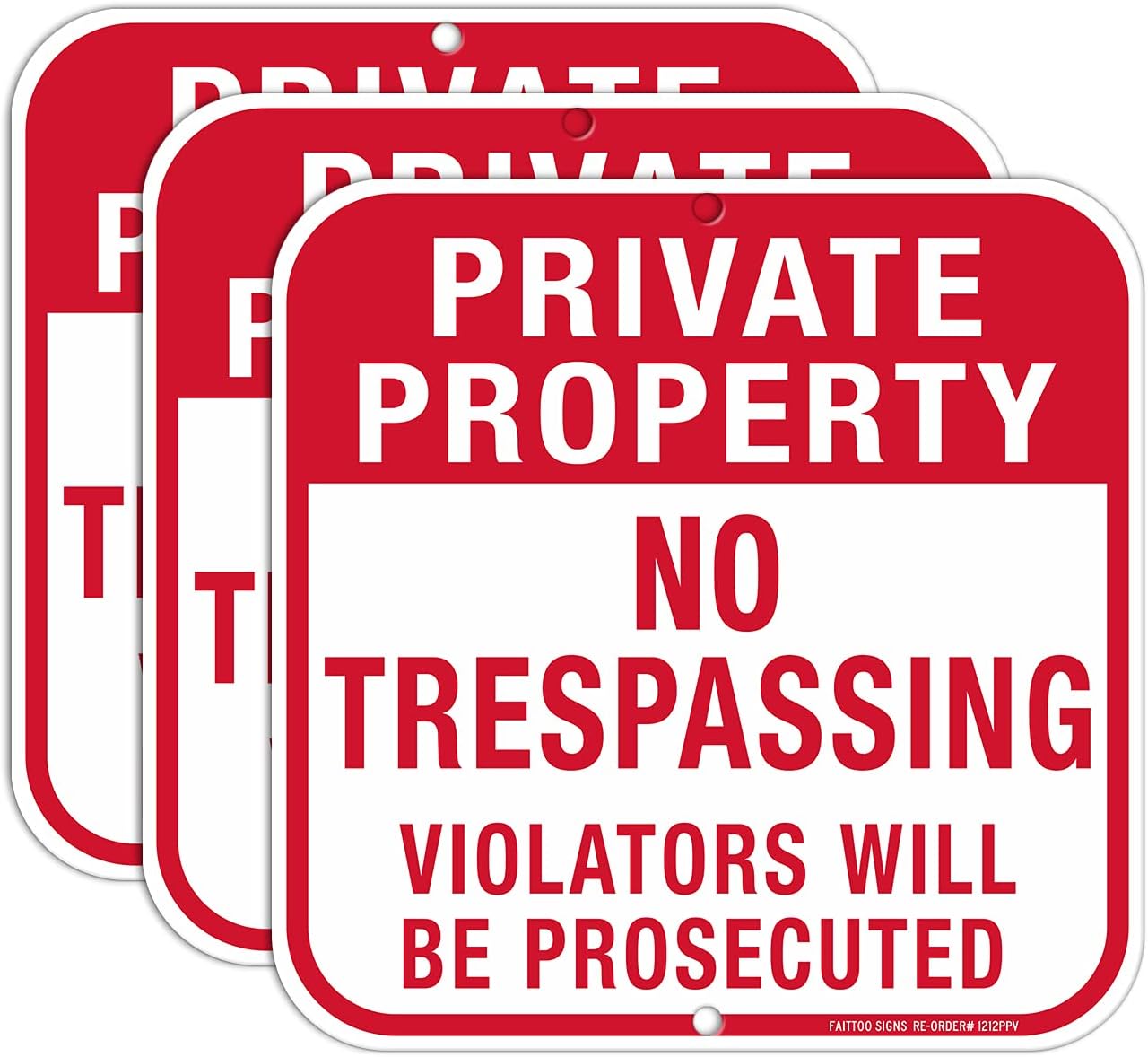 3 Carteles Propiedad Privada 12x12" Aluminio UV Impermeable