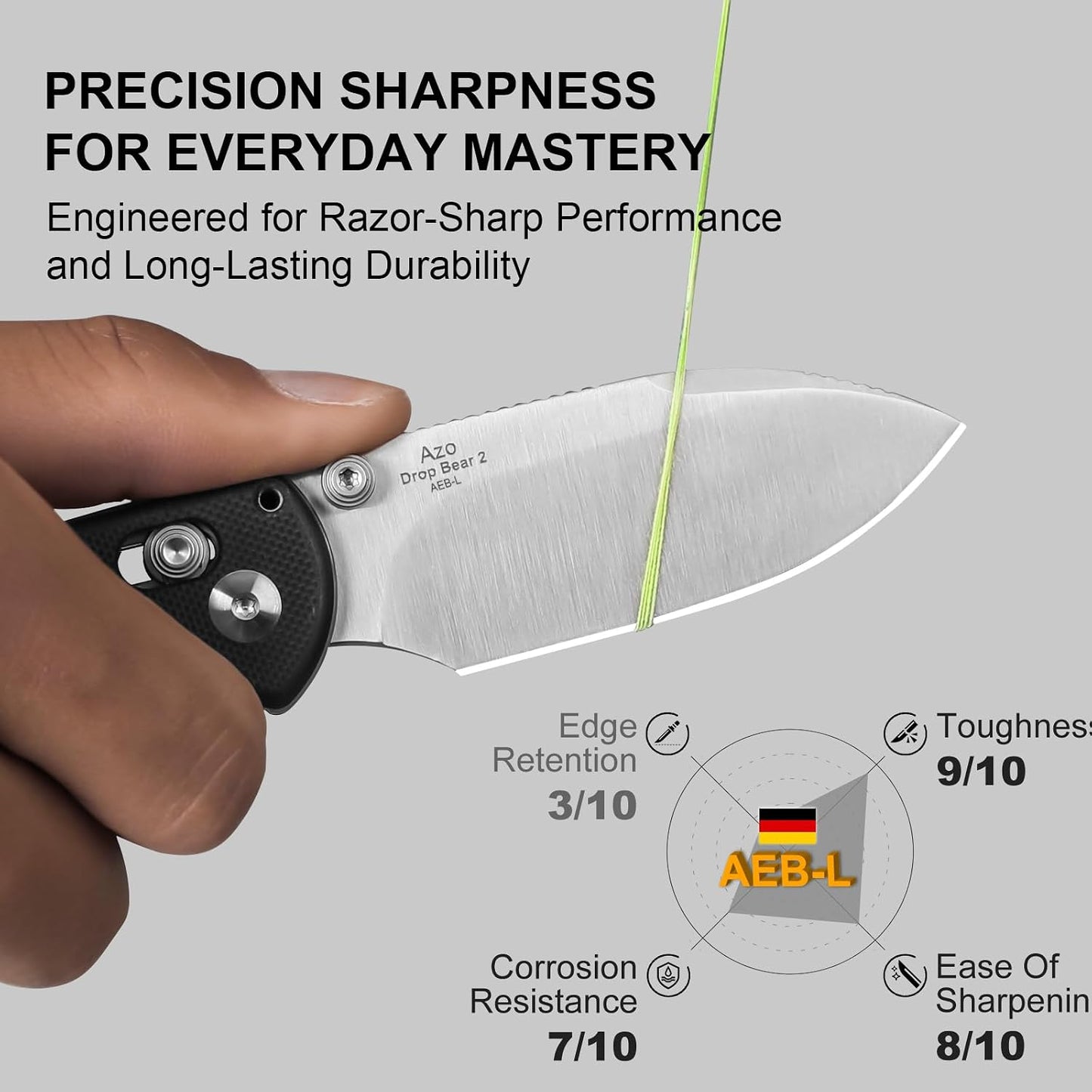 Cuchillo plegable 2.84pulg G10 mango negro bloqueo embrague