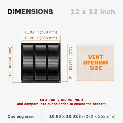 Cubierta ventilación acero galvanizado negro 12x12pulg