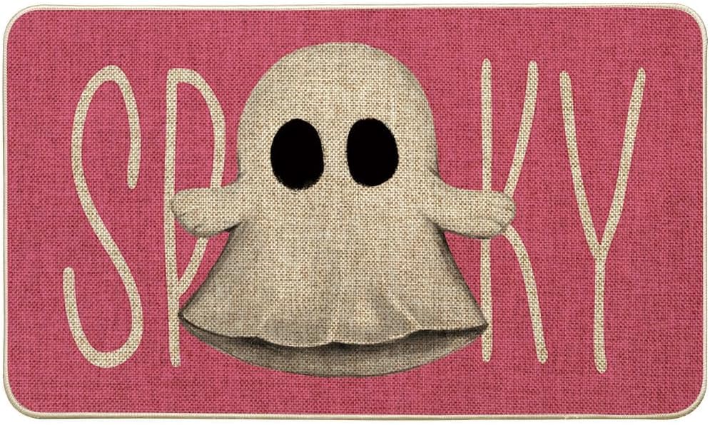 Tapete Halloween fantasma rosa para puerta 17x29"
