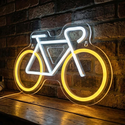 Letrero neón bicicleta USB dormitorio garaje 13.9x8.1pulg