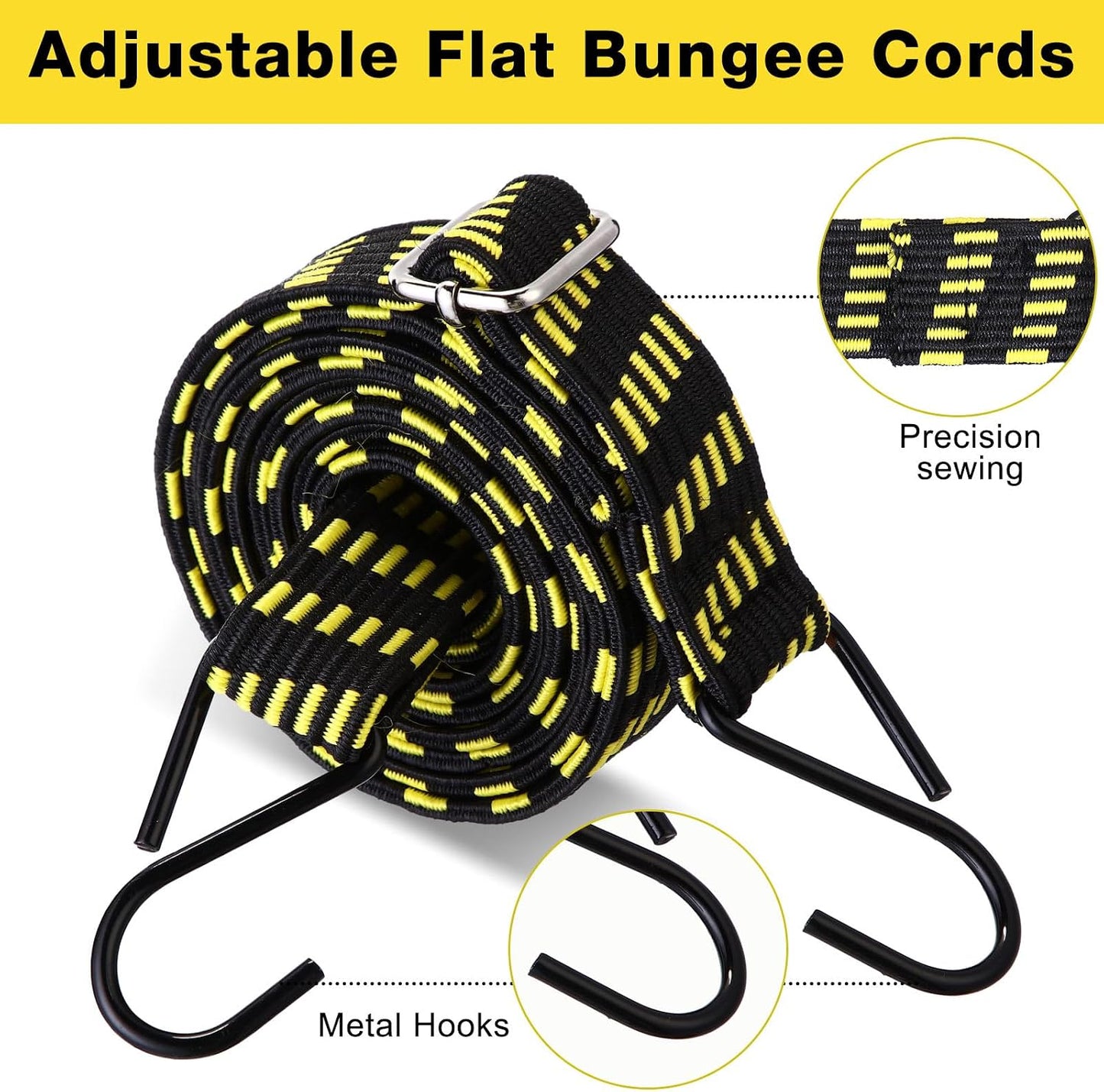 8 Correas Elásticas Planas 80pulg Gancho Látex