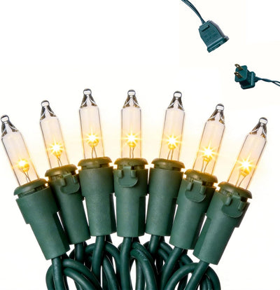 Tira luces Navidad transparente 26ft 100 LED blanco cálido