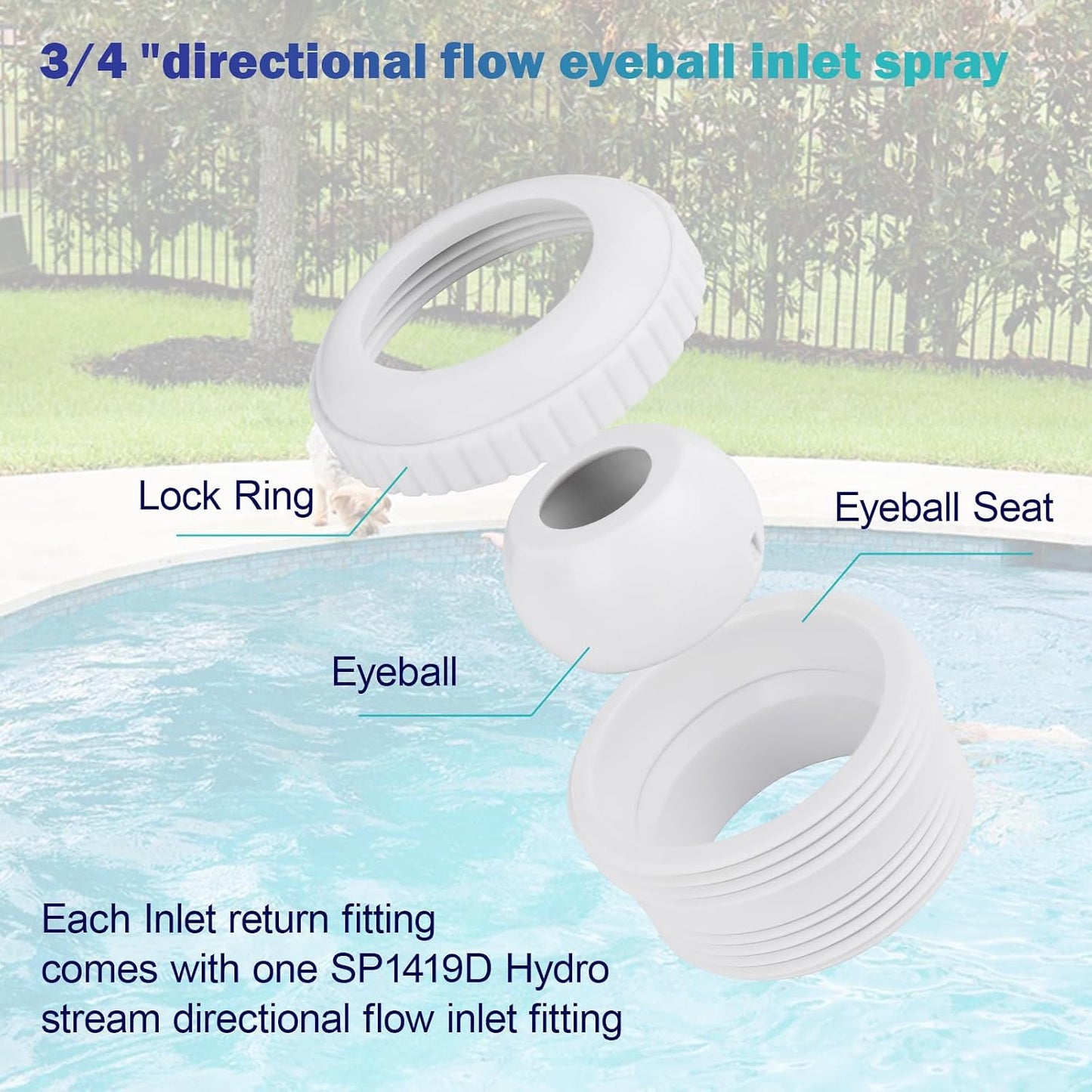 Montaje retorno piscina sobre suelo Hayward 1-1/2 Fip