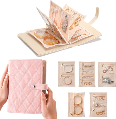 Caja organizadora joyas terciopelo piel sintética rosa