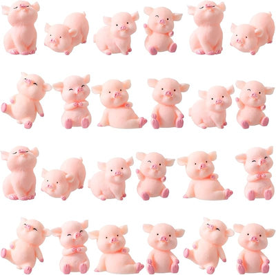 24 Pzas Figuras Cerdo Resina para Cupcakes Decoración