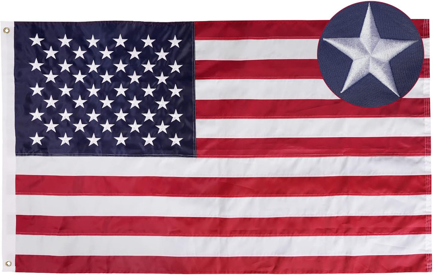Bandera EE.UU. bordada 2x4ft doble cara con ojales latón