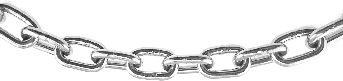 Cadena acero inox 316 5/32 pulg 50pies eslabones medianos