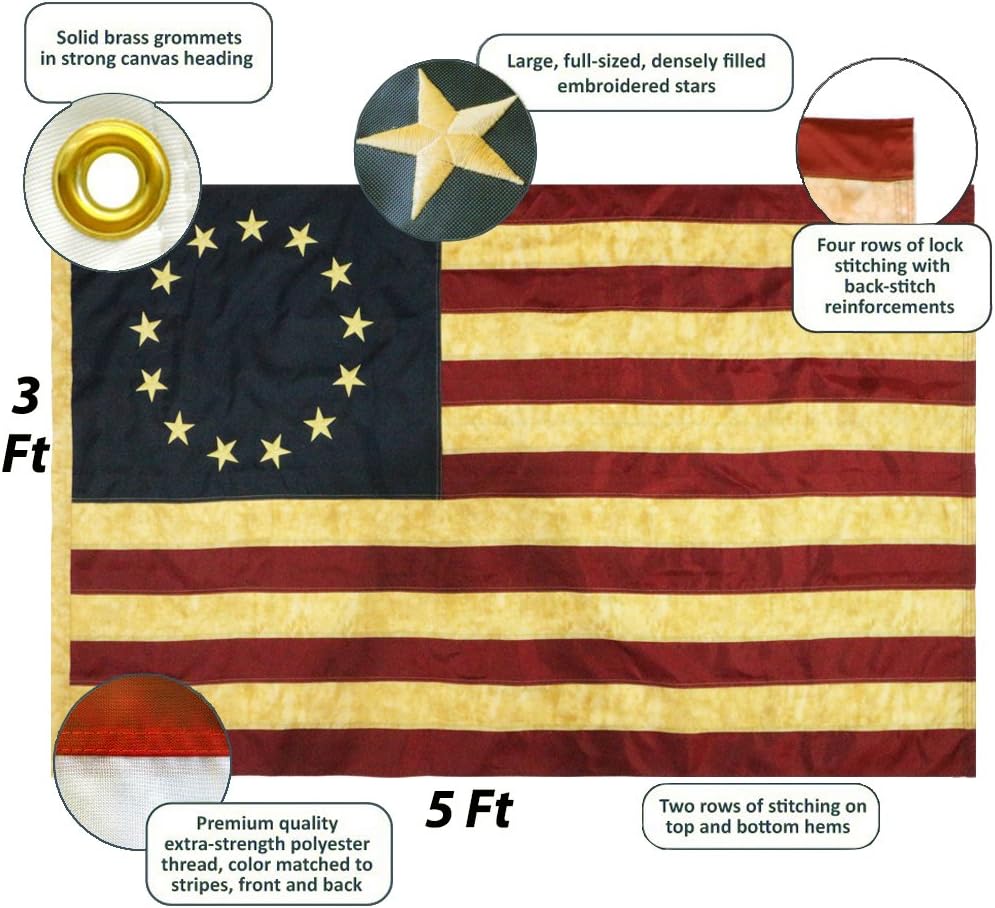 Bandera tipo retro cosido americano