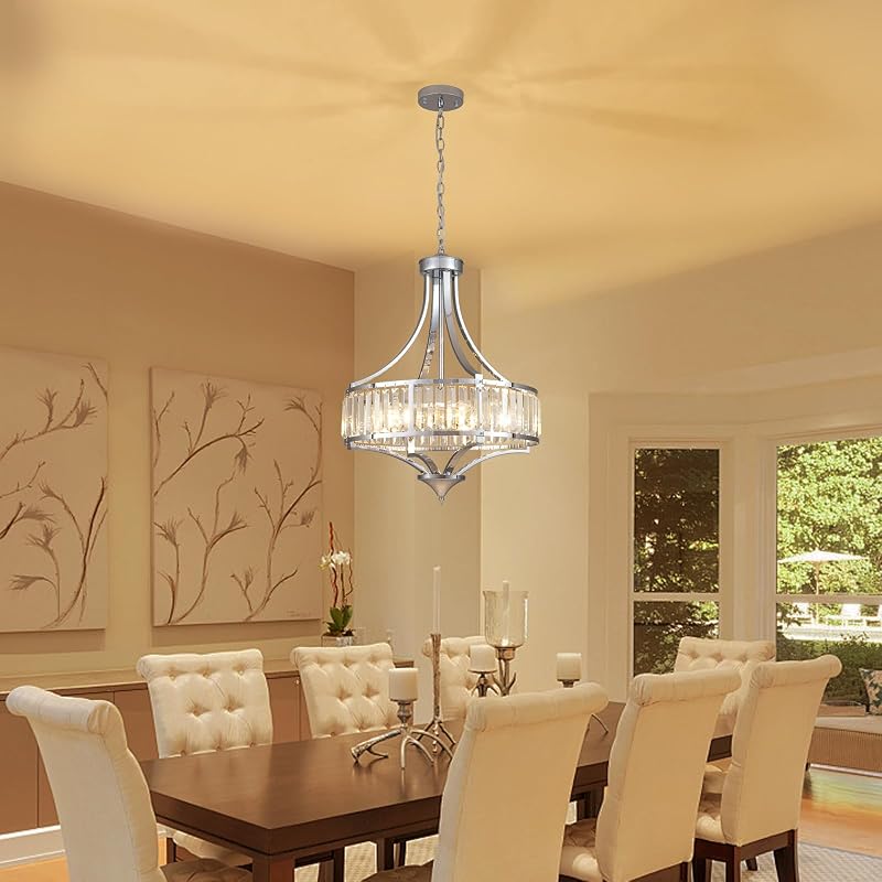 Candelabro cristal cromado 20" 5 luces comedor