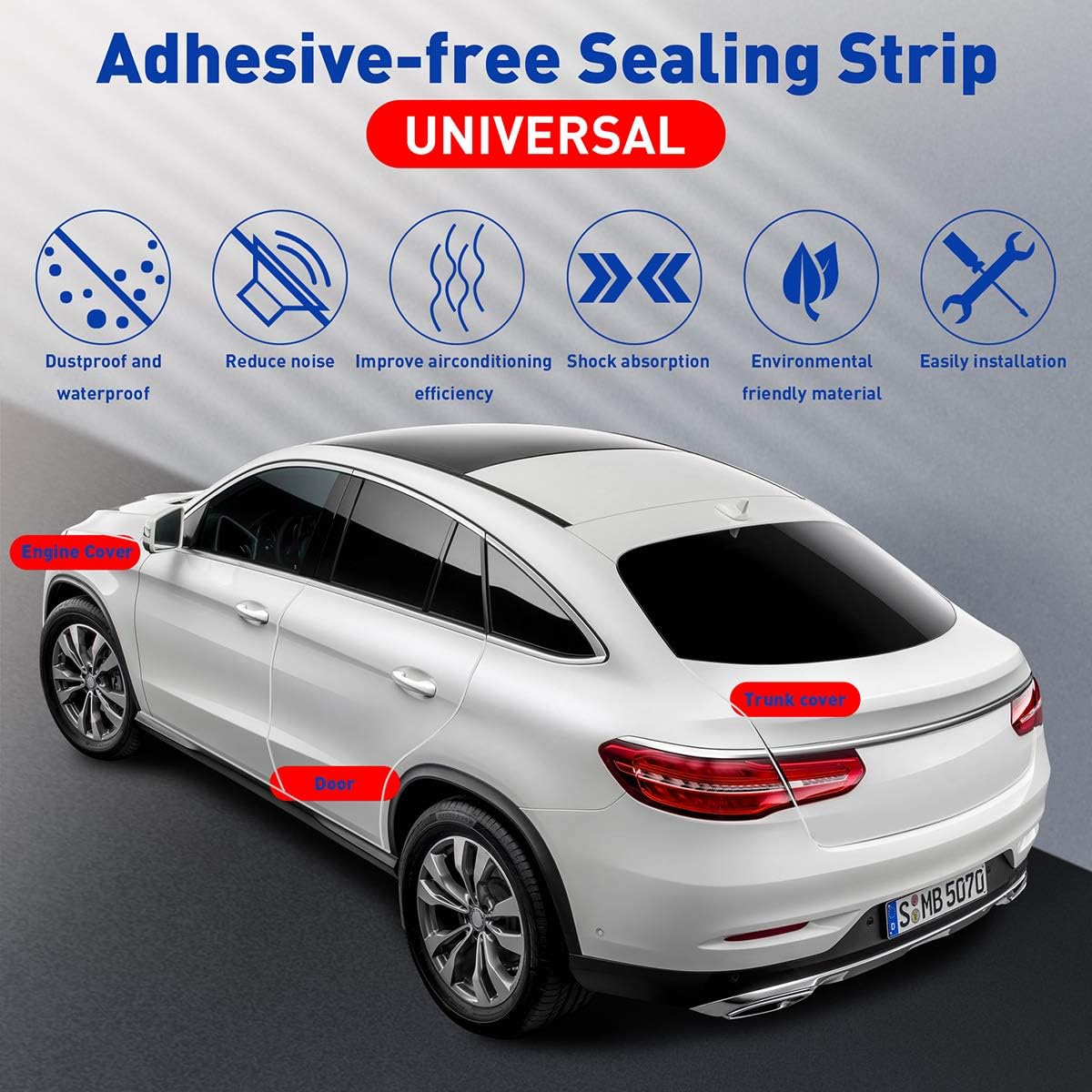 Protectores borde puerta automóvil forma U 16ft blanco