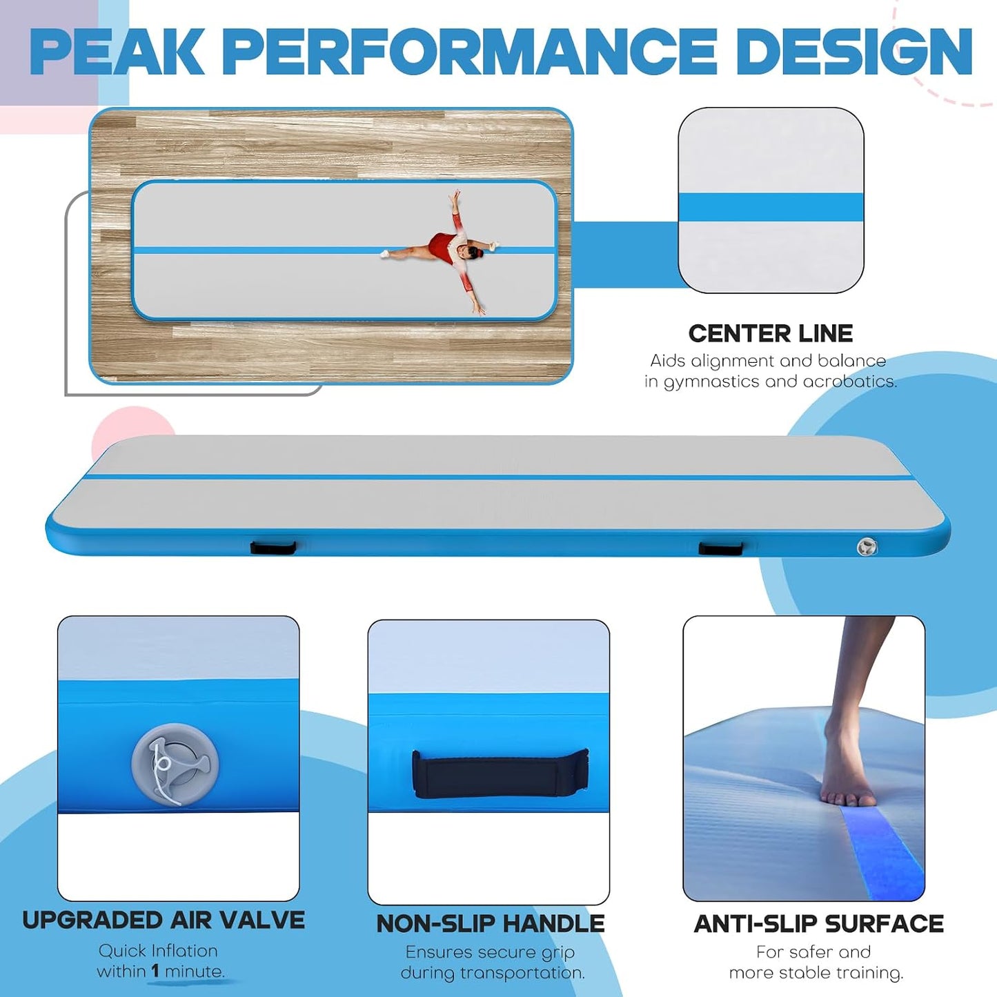 Colchoneta aire 4/8pulg para gimnasia yoga acuático 10x13ft