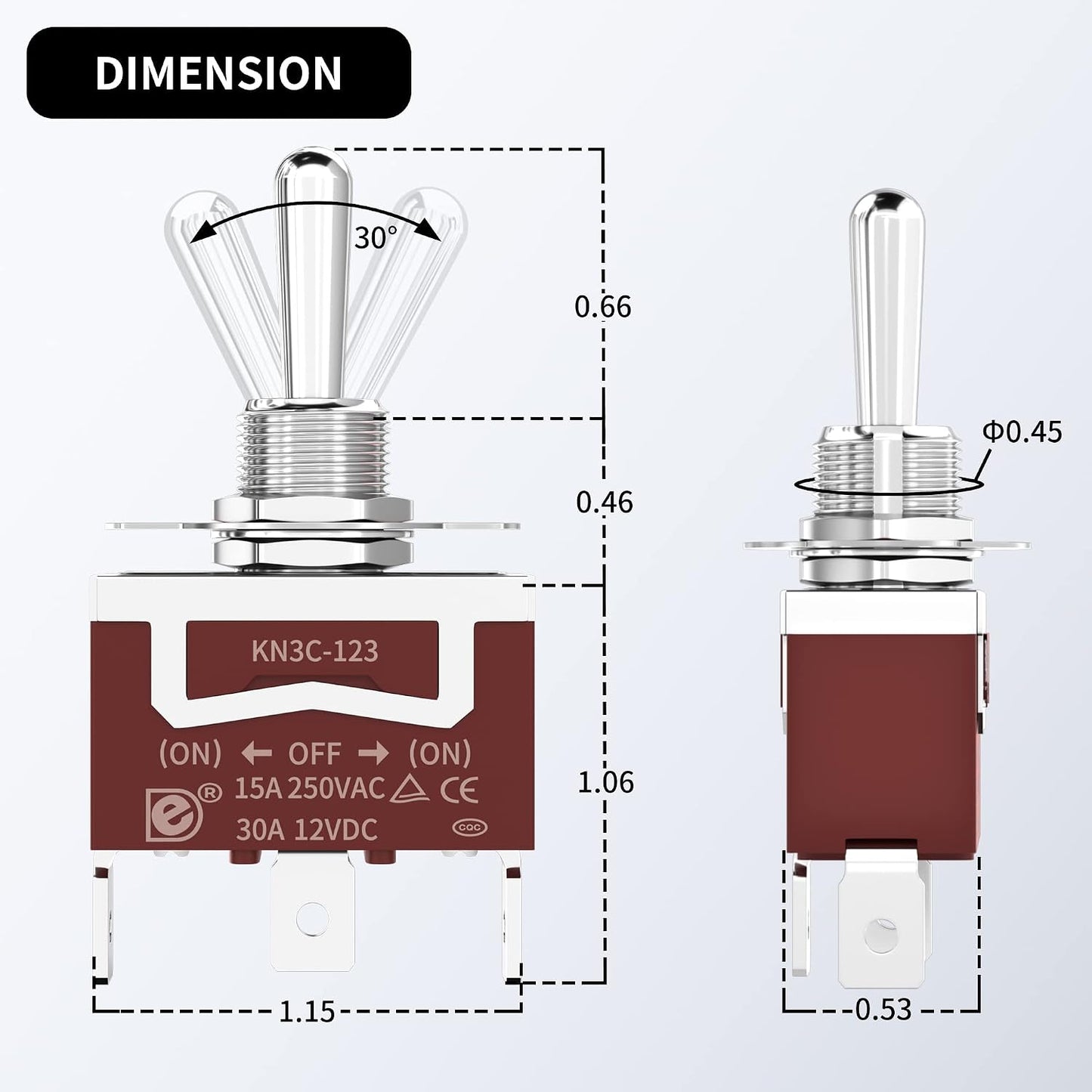 Interruptor palanca 12V 30A impermeable 3 vías
