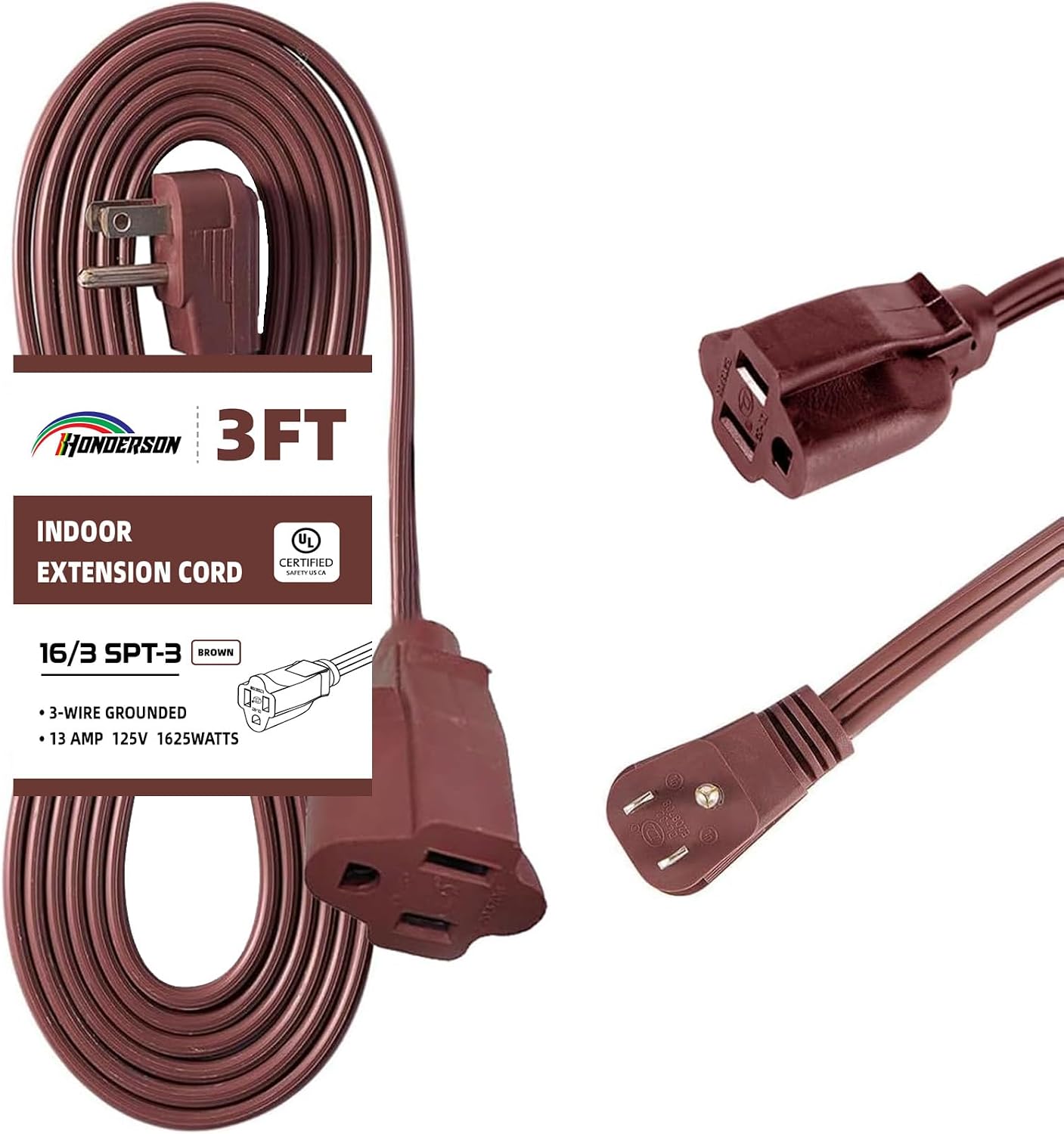 Cable extensión enchufe plano 16/3 SPT-3 13A 1m marrón