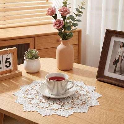 Doilies encaje blanco 15.7pulg para mesas redondas vintage